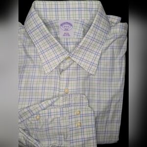 Brooks Brothers Men's Plaid Shirt - Green and Blue sz 17 2/3
